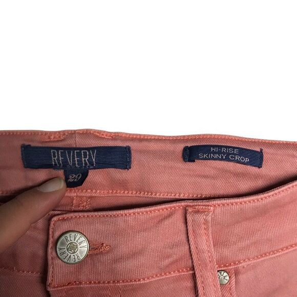 Revery Pink Distressed Hi Rise Skinny Crop Jeans N0376 - Picture 3 of 7